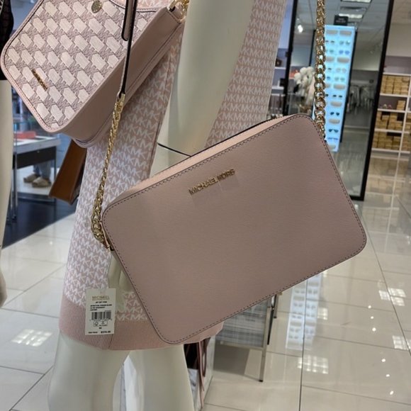 Michael Kors Jet Set Item Large East West Zip Crossbody Leather Powder Blush - Picture 16 of 16